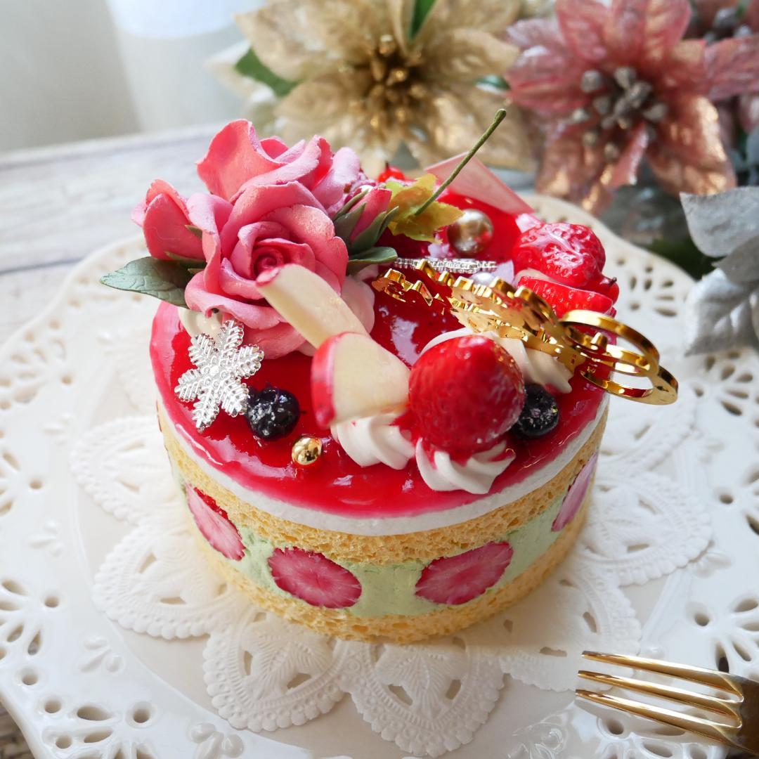 ルブの森☆様フェイクスイーツ◇苺＆ピスタチオムースフレジェ風X フェイク