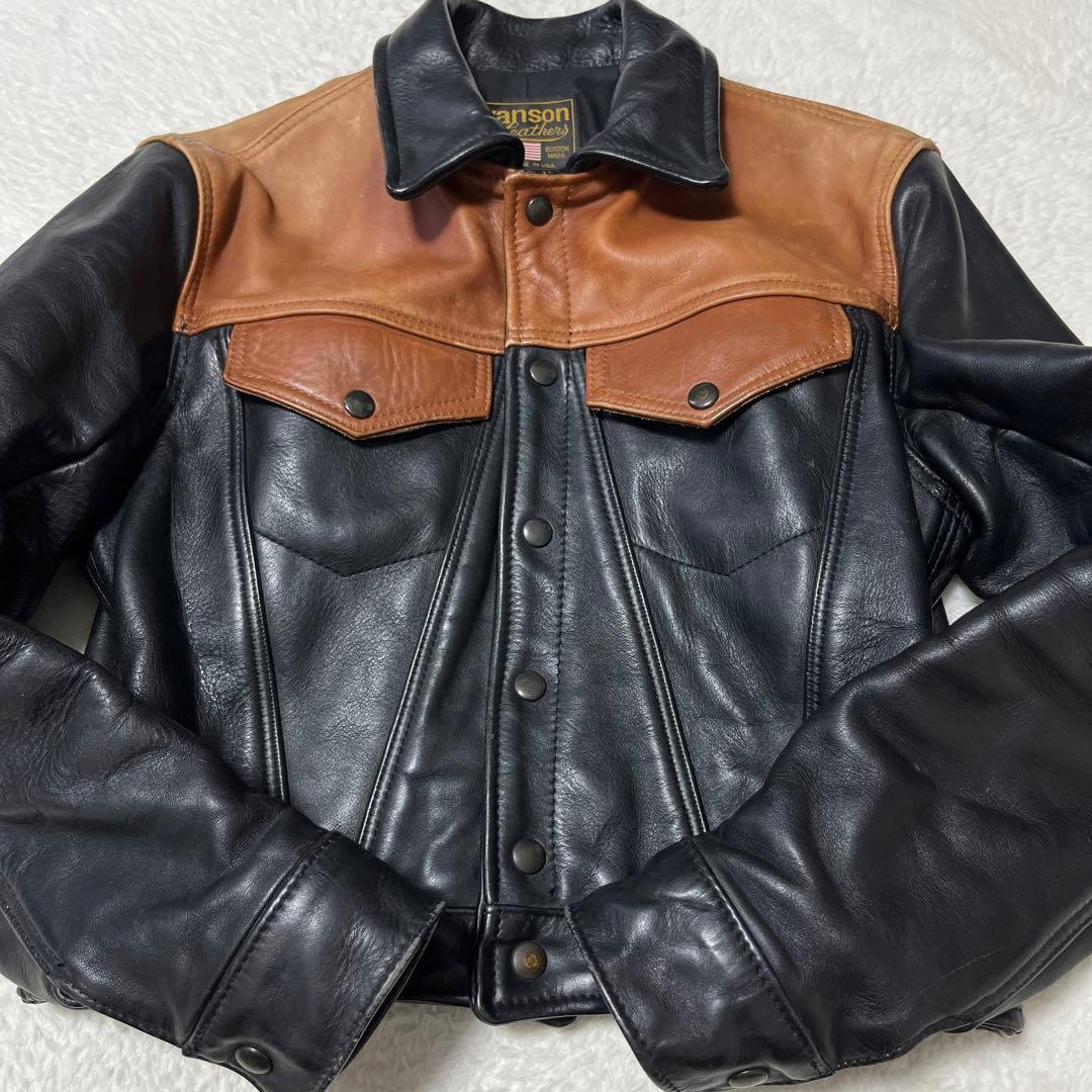 バンソン DJCB ブラック 3rd型レザートラッカージャケット 38