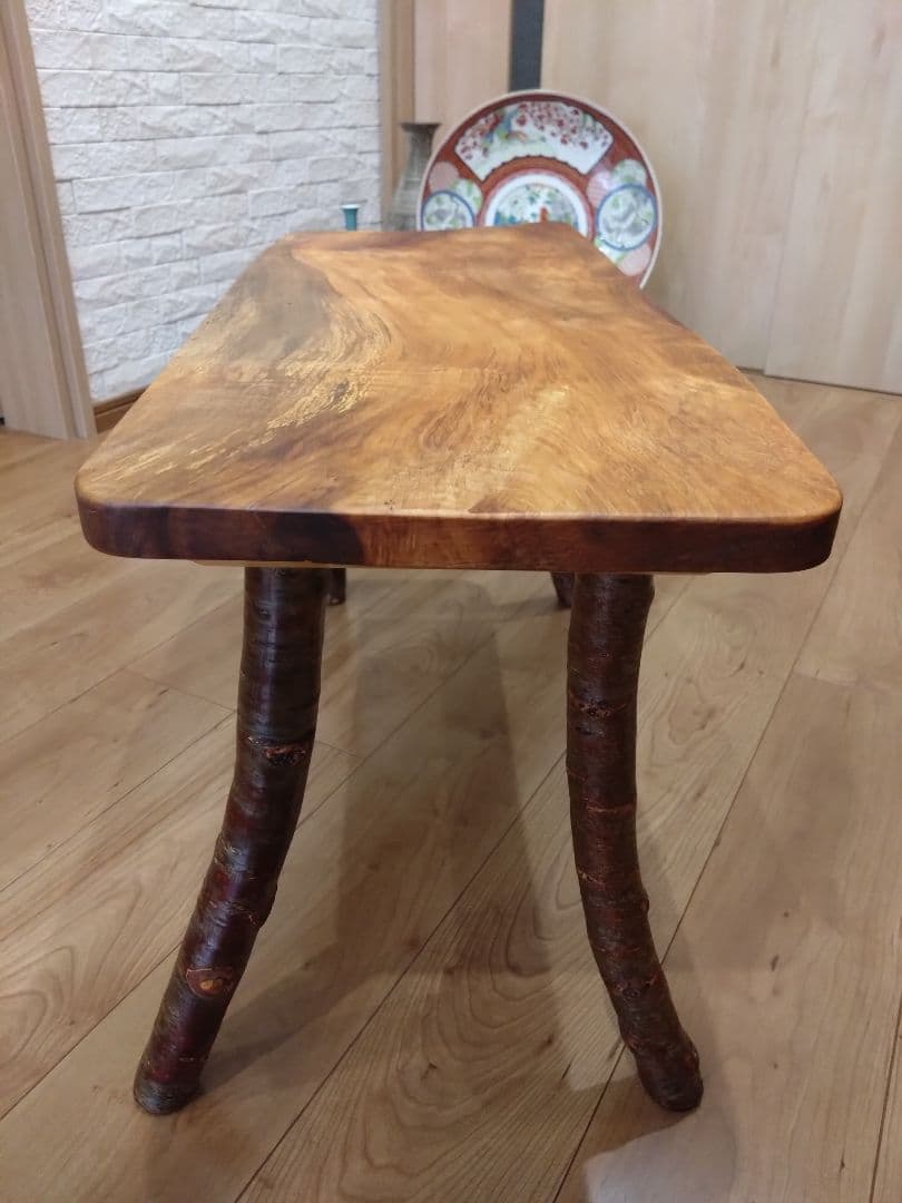 栃（とち）のベンチ80 ローテーブルにも❕栃の杢目が