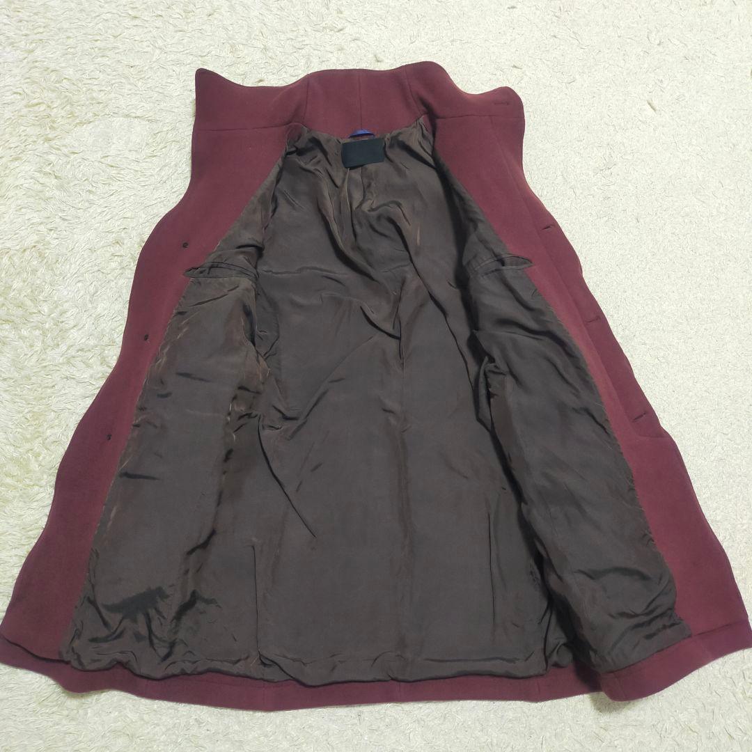 大人の色気】ジュンハシモト・スタンドカラーコート・ウール・ワイン