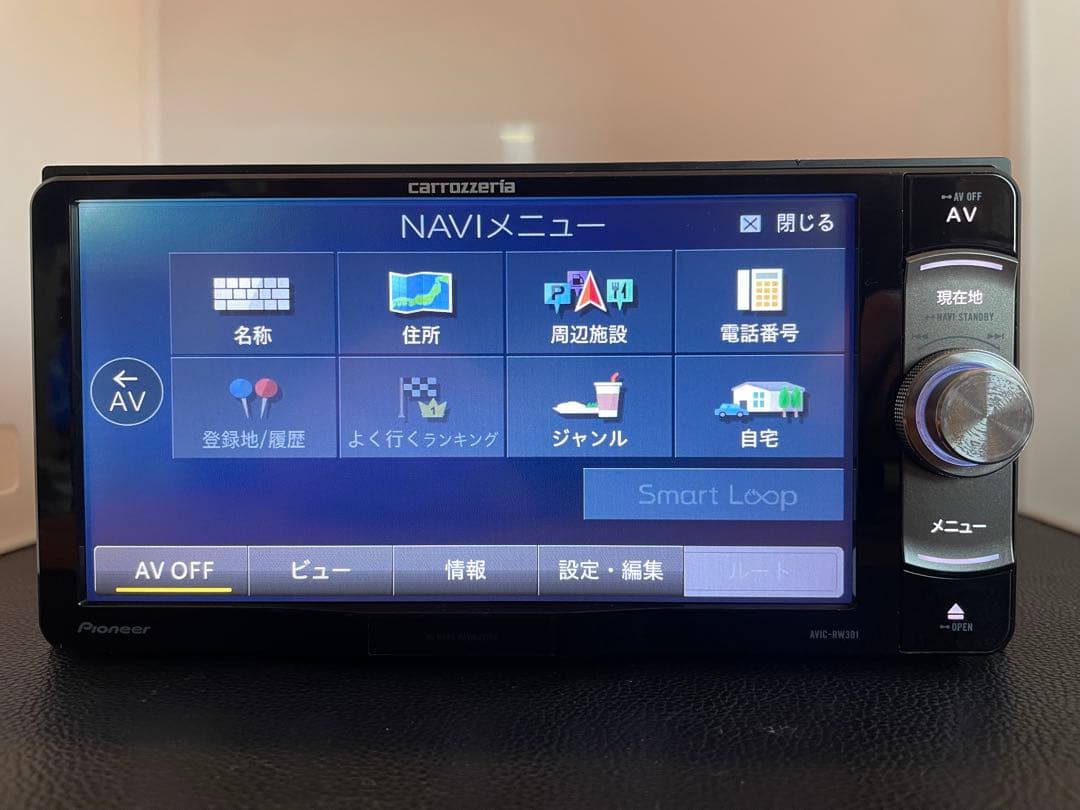 最新地図楽ナビAVIC-RW301 中古200mm7V型ワンセグTV最新オービス