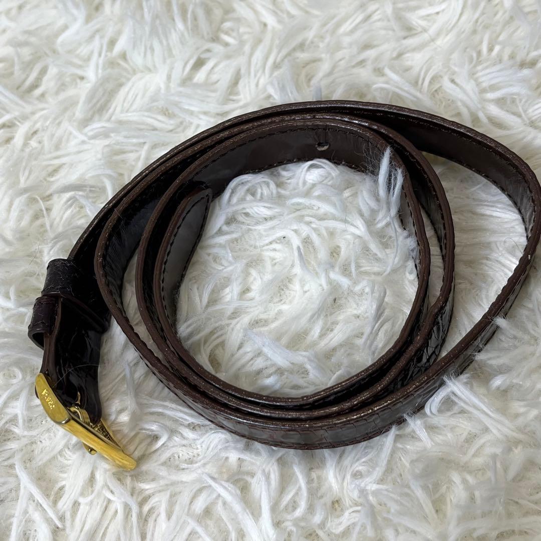 超希少✨ プラダ ウエストポーチ ボディバッグ 三角プレート クロコ