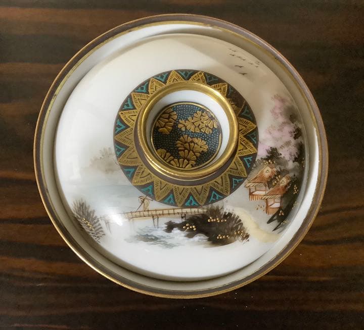 貴重！九谷焼 明治期 笹田友山製 青粒手金彩 金盛 日本の原