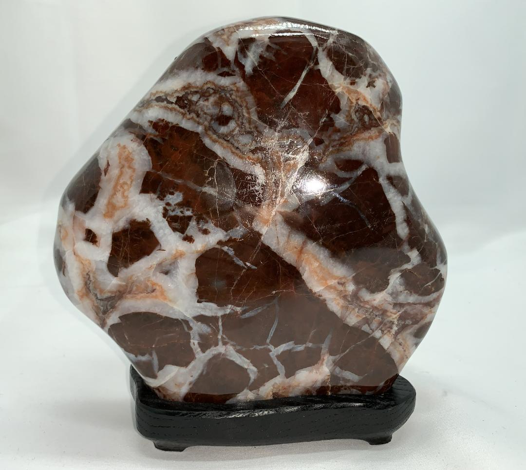 専用 雷光石 雷石 根尾 鑑賞石 水石 磨き石 木製台座つき - メルカリ