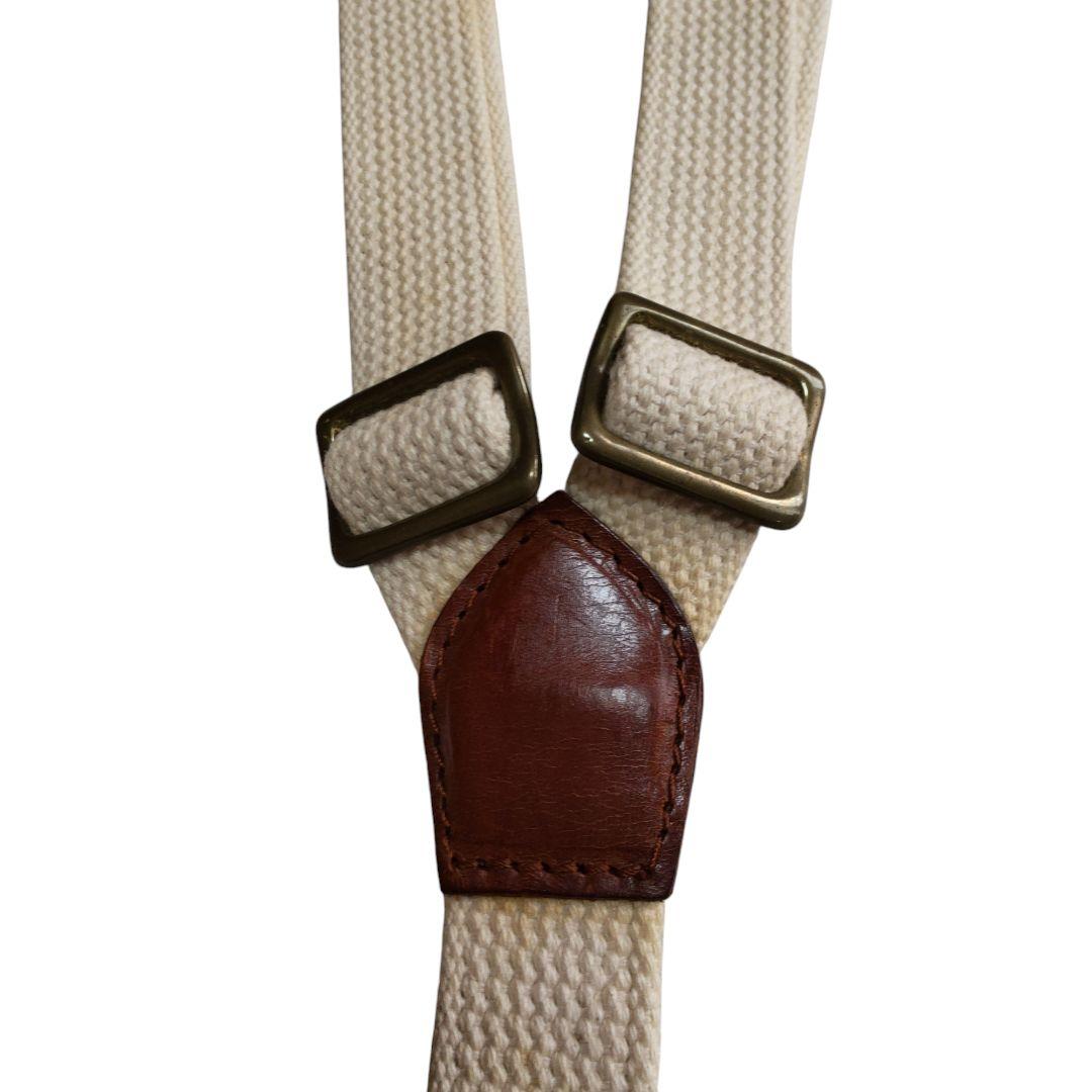Unknown クラシック レザー×キャンバス ブレイシーズ サスペンダー