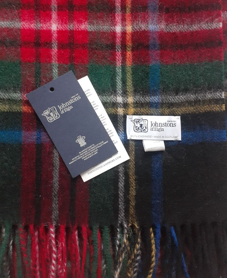 ジョンストンズオブエルガンカシミア100%大判ストール《未使用》