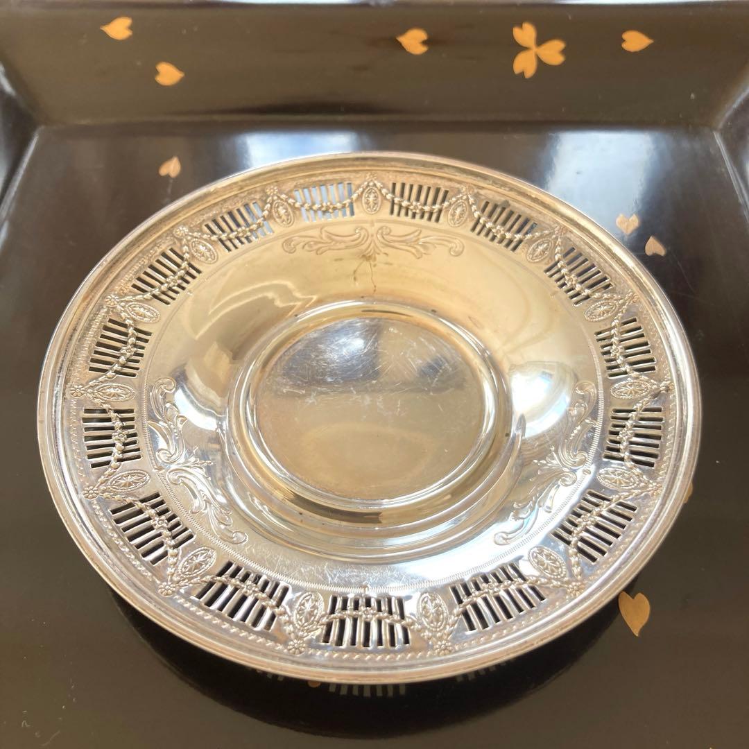 純銀　透かし　アンティーク　ミニ　プレート フレンチアンティークシルバー【純銀】透かしのサービングスプーン