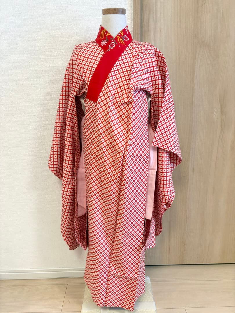 七五三 7歳 祝い着 フルセット 正絹 無地 地紋 レトロ M2505271 - メルカリ