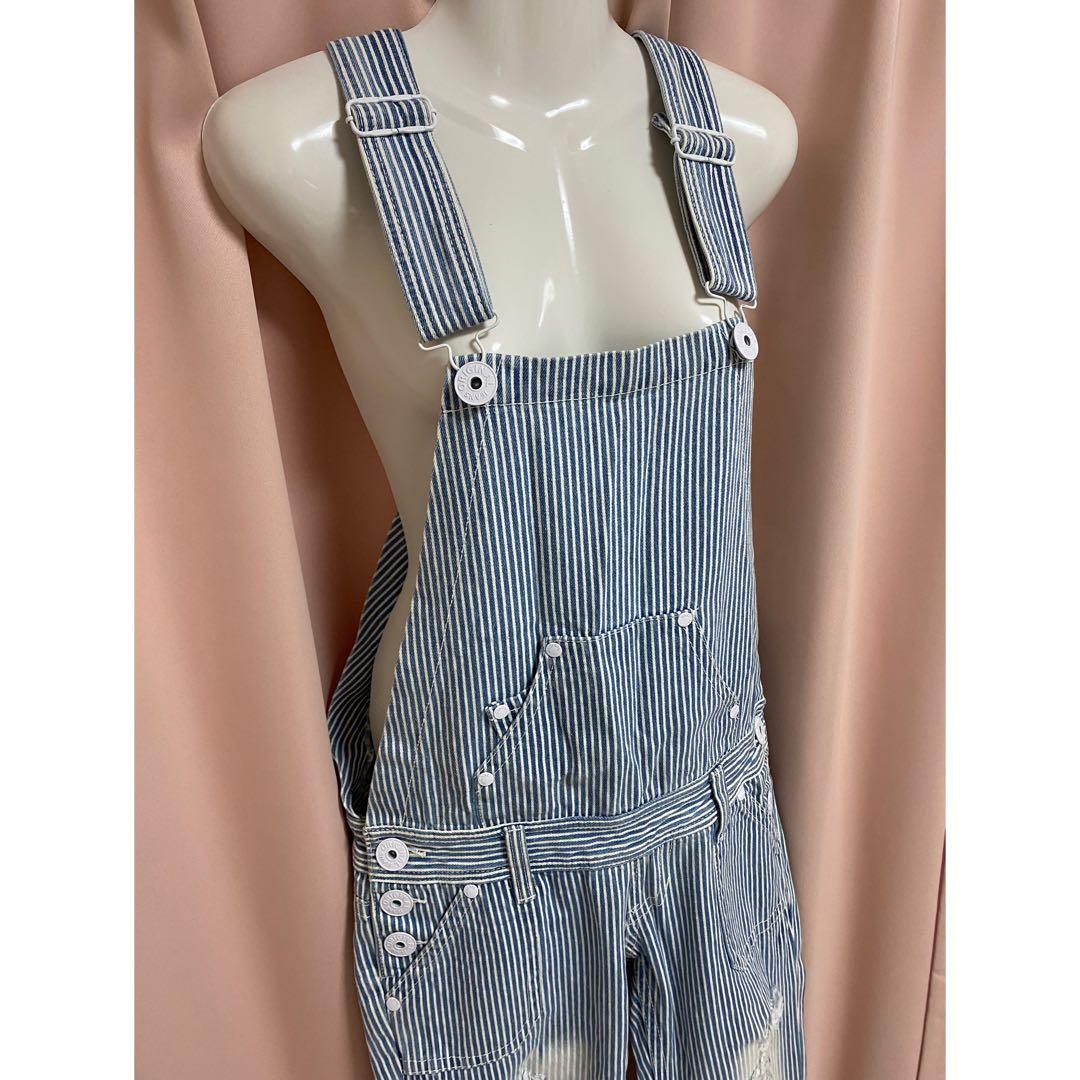 ストライプサロペットL