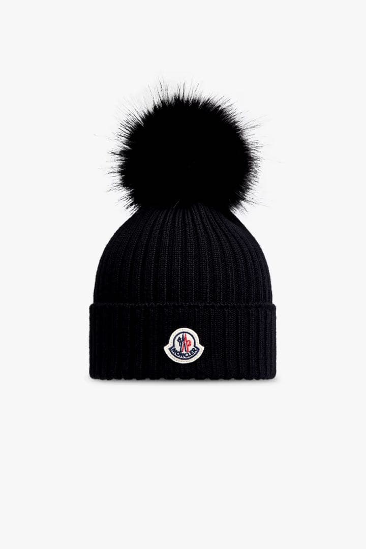 MONCLER ブラック ニット帽 ファー付きポンポン 楽天市場】モンクレール ニットキャップ ニット帽 レディース ブランド