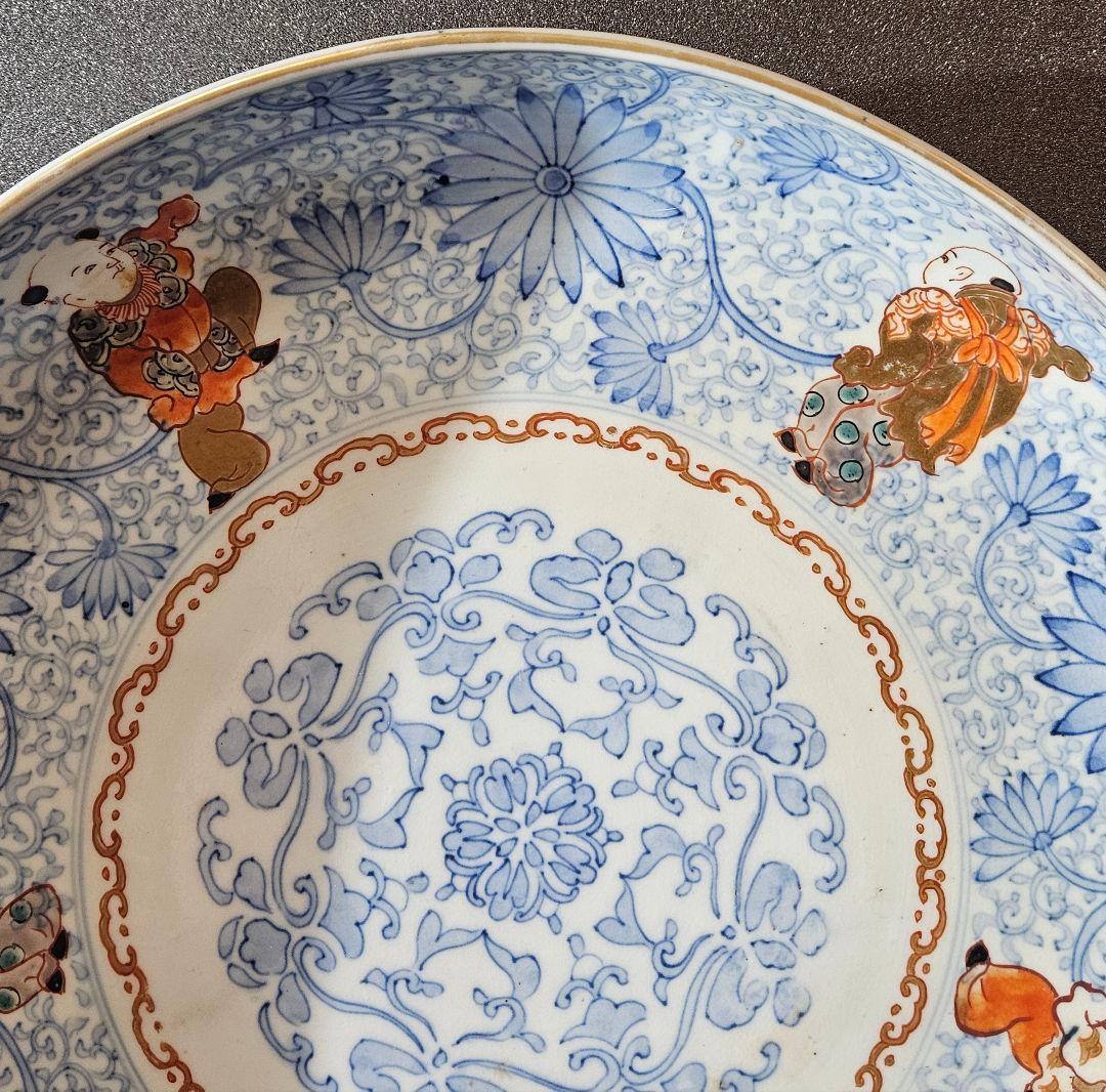 大名品❗】江戸時代 古伊万里 染錦 唐草文に金彩色絵唐子