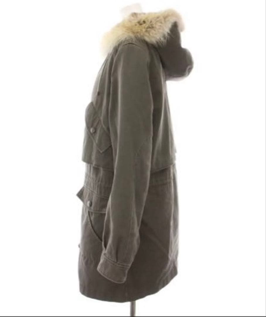 イブサロモンアーミー オリーブ色ウサギファー付きモッズコート