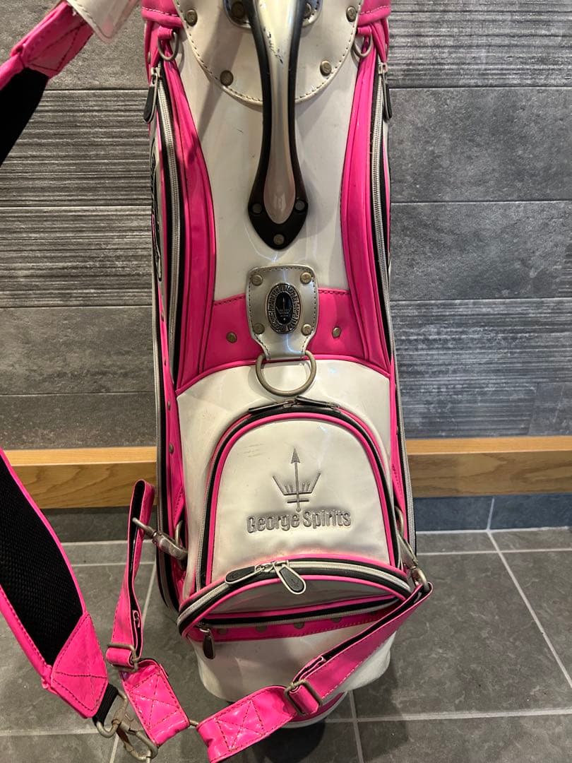 ジョージスピリッツキャディバッグ ホワイト×ピンク【数量限定・激レア