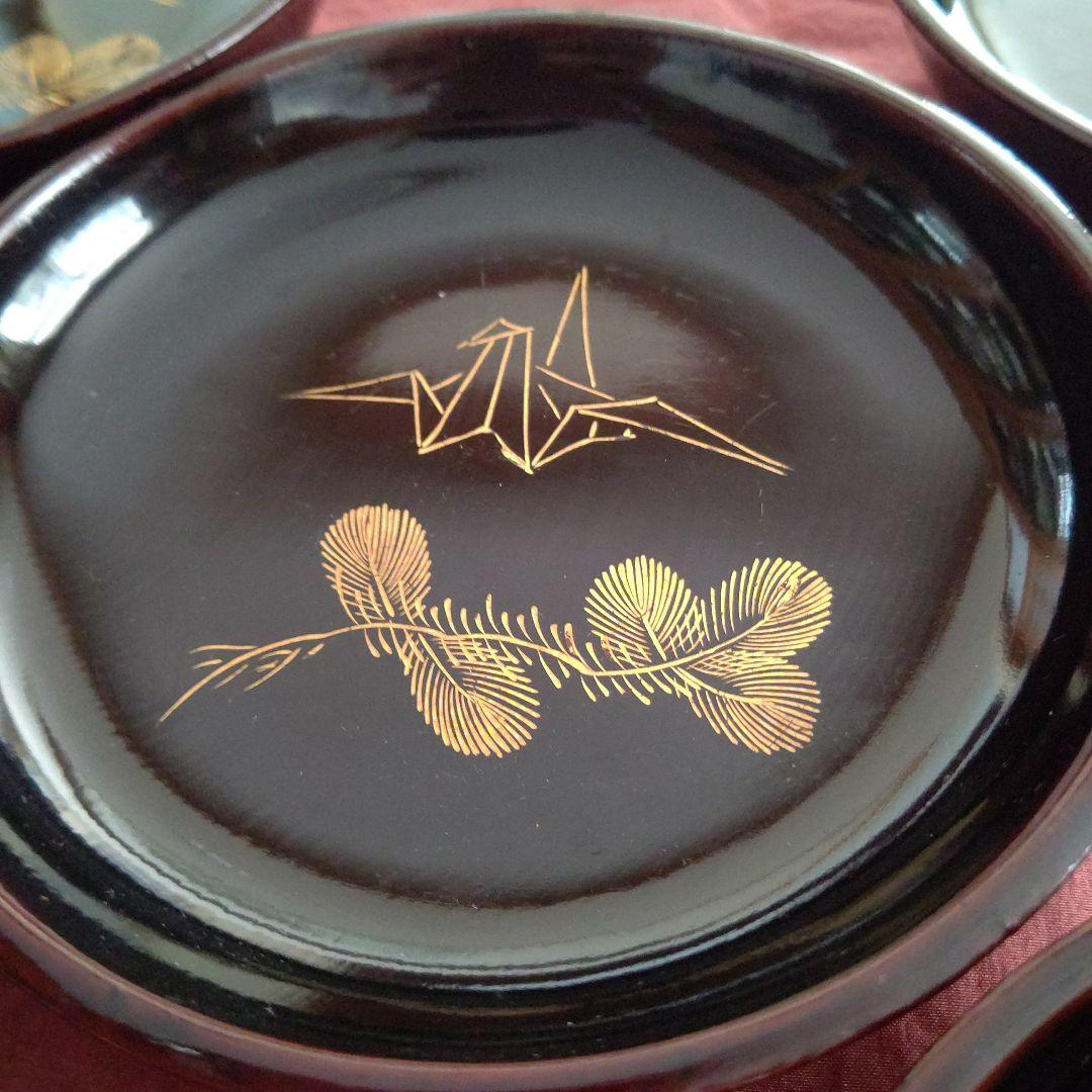 輪島塗 沈金銘々皿5枚 若松と鶴 - メルカリ