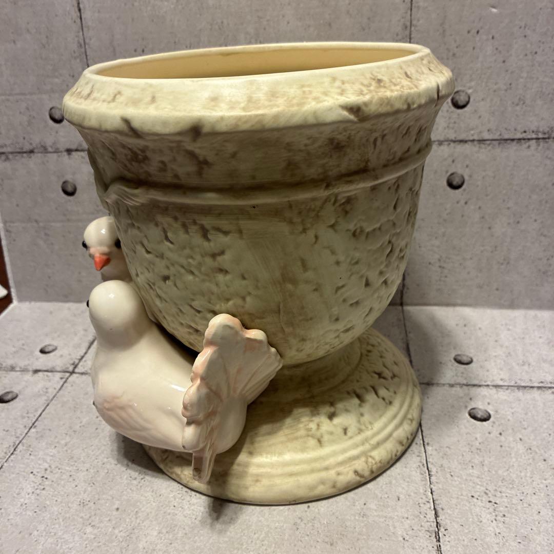 鳩の装飾付き陶器鉢 鉢カバー ヴィンテージ