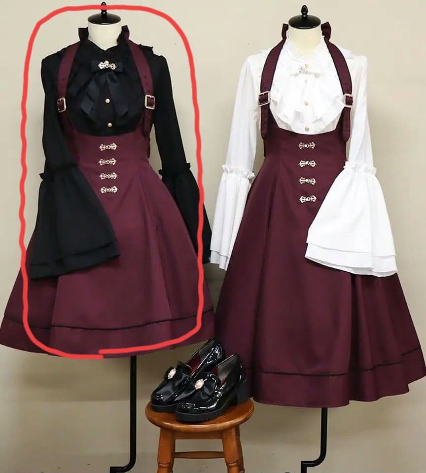 アンティークバックルホルダーリボンジャンパースカート/ブラウス Amavel