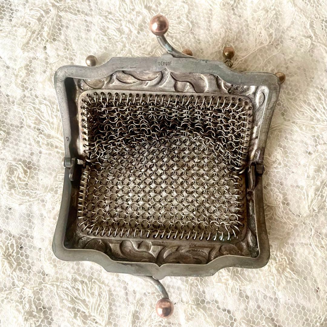 純銀製シルバーヤドリギモチーフコインパース フランスアンティーク