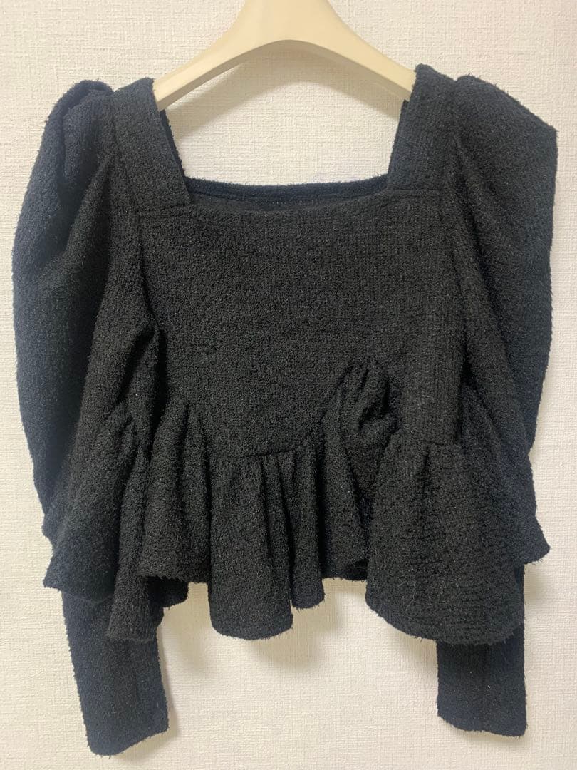 ACKA peplum boucle knit tops