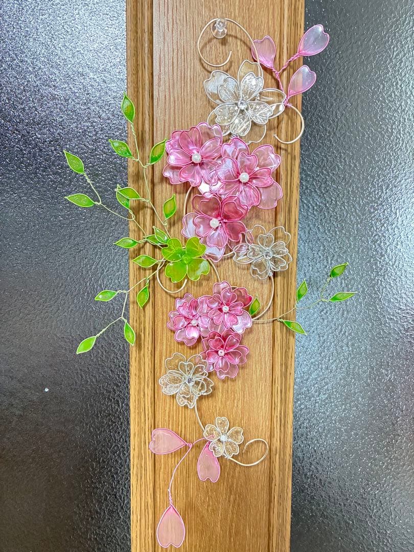 ワイヤークラフト。ディップアート。 縦型。横型2WAY桜リース❁⃘*.゜