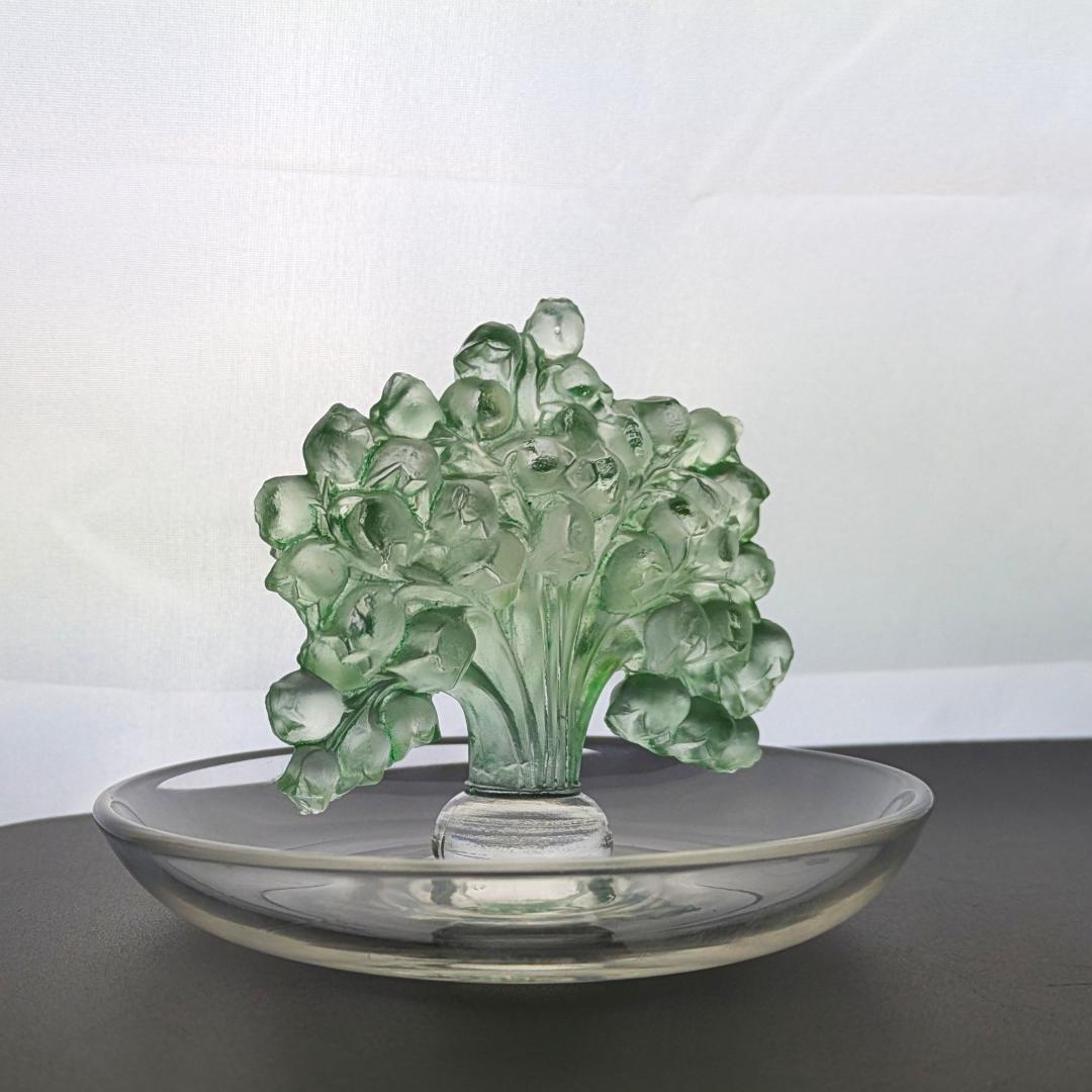 いちりんりんさん専用ルネ・ラリック幸運の鈴蘭ミュゲ緑彩パティナリングディッシュ希