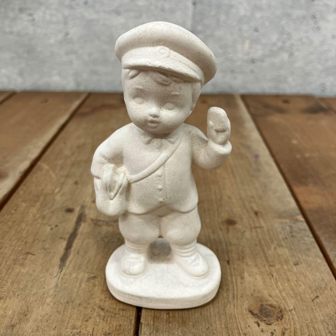 昭和レトロ 時代物 石膏像 陶器人形 童子人形 少年 学生 子供 立像