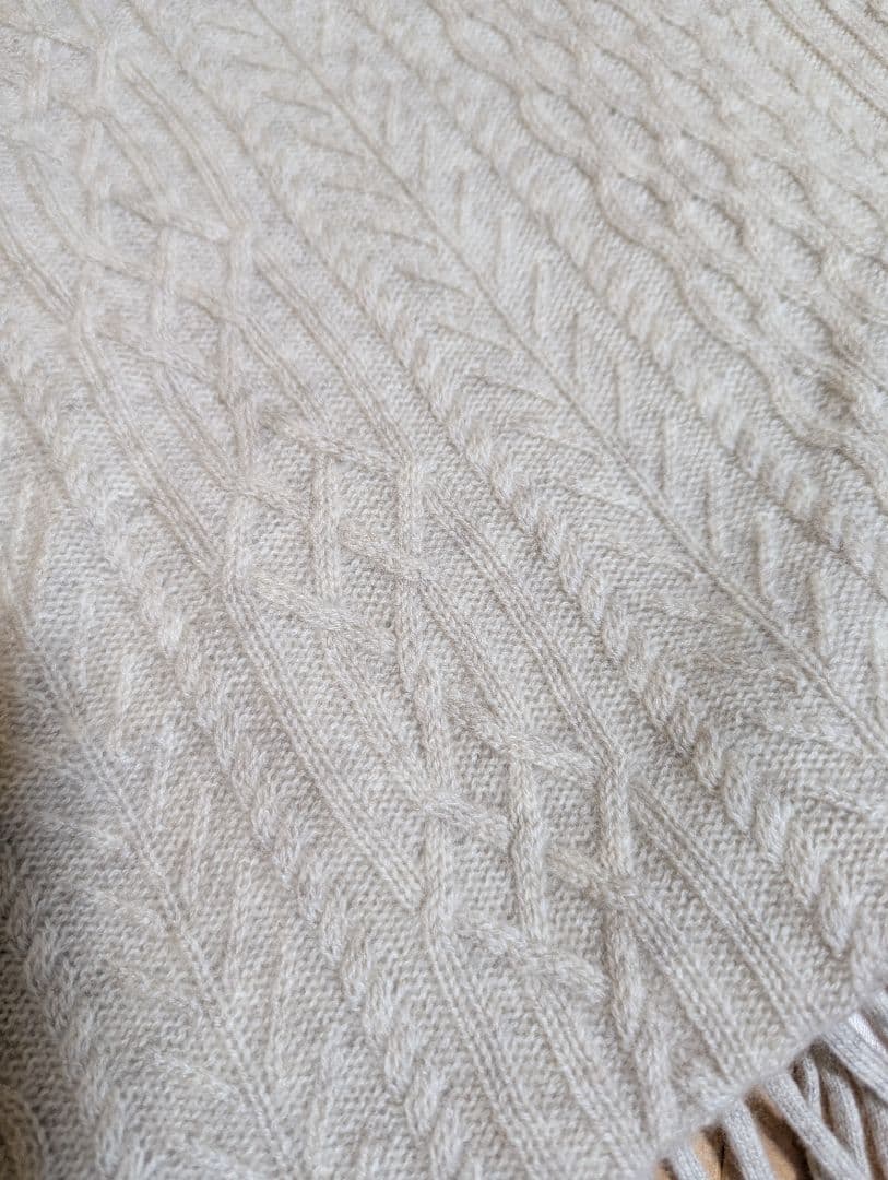 新品NATURAL BASIC カシミヤケーブル編みマフラーストール