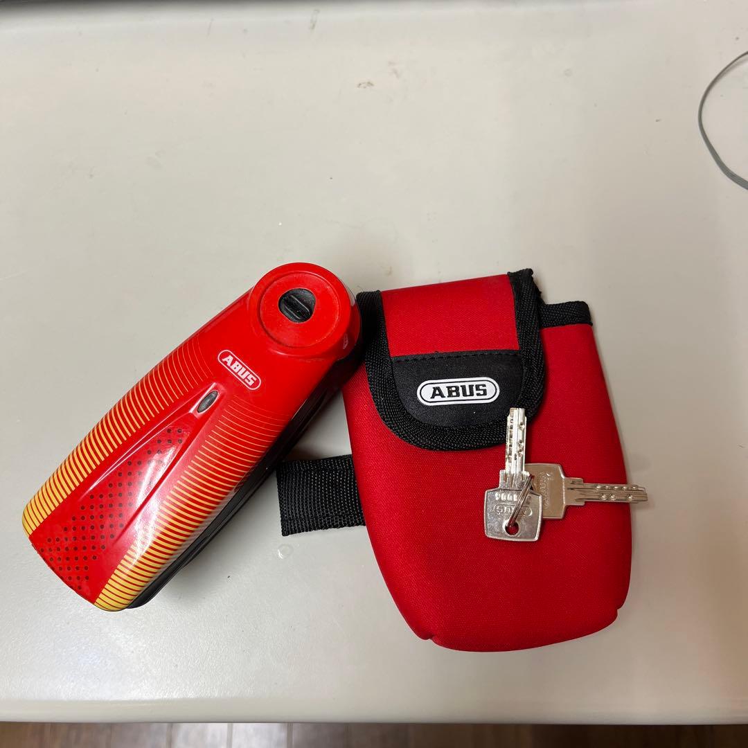 ABUS ディスクロック レッド 鍵付き アラームアラーム ディスクロック