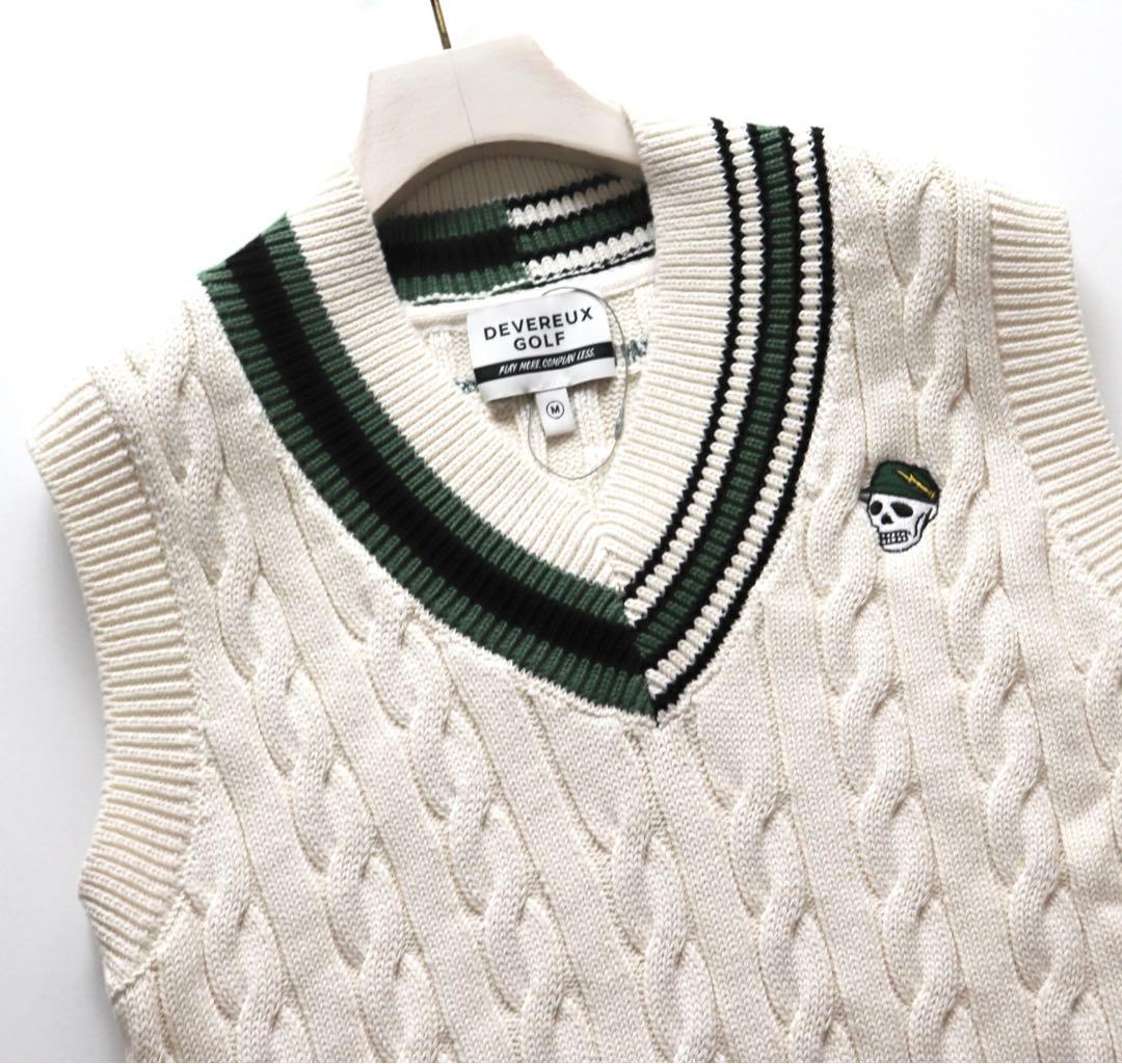 《デヴァローゴルフ》未使用 ケーブル編み ニットベスト ユニセックス M