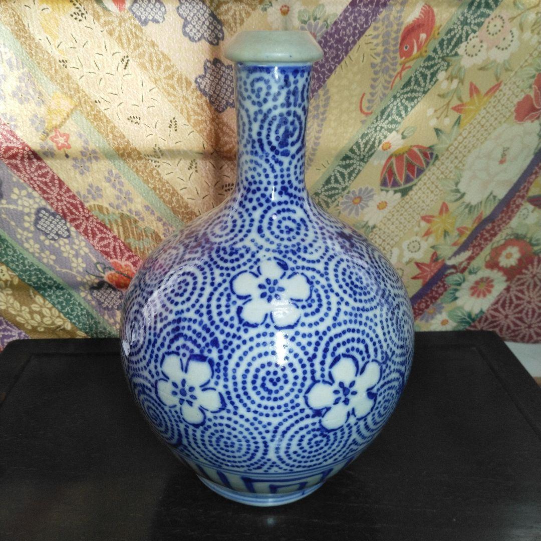 会津本郷焼き NO381 会津本郷焼 徳利 印版 花紋唐草 明治時代