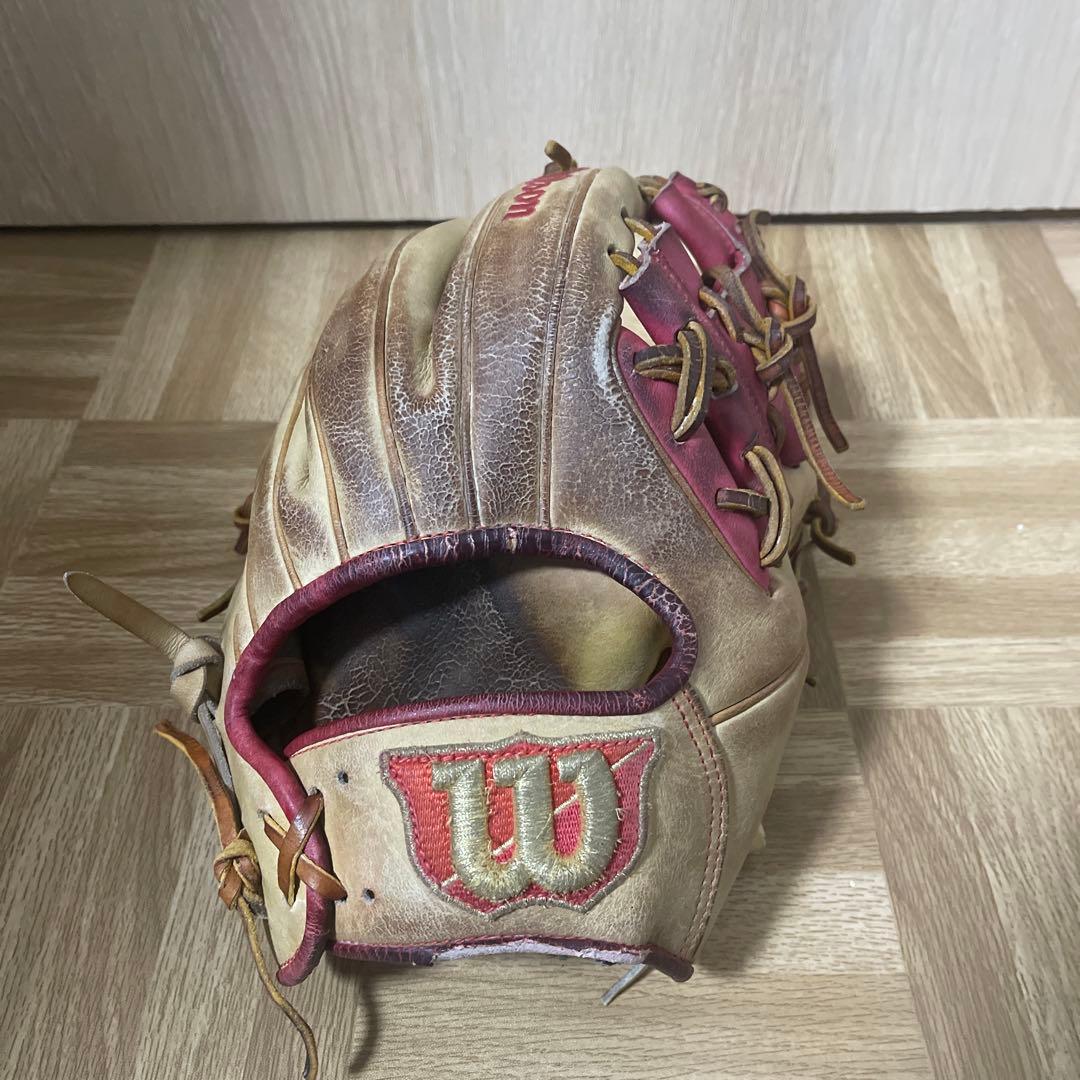 Wilson 軟式グローブ ベージュ/赤　内野 Wilson 軟式グローブ ベージュ/赤 内野 Wilson 野球用グローブ