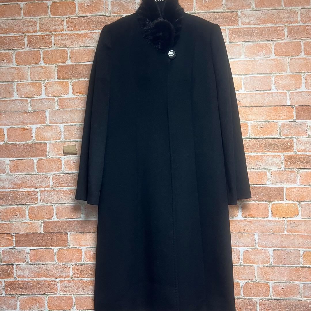 未使用級)カシミヤ100 ロングコート ハイセンス ミンクファー 比翼
