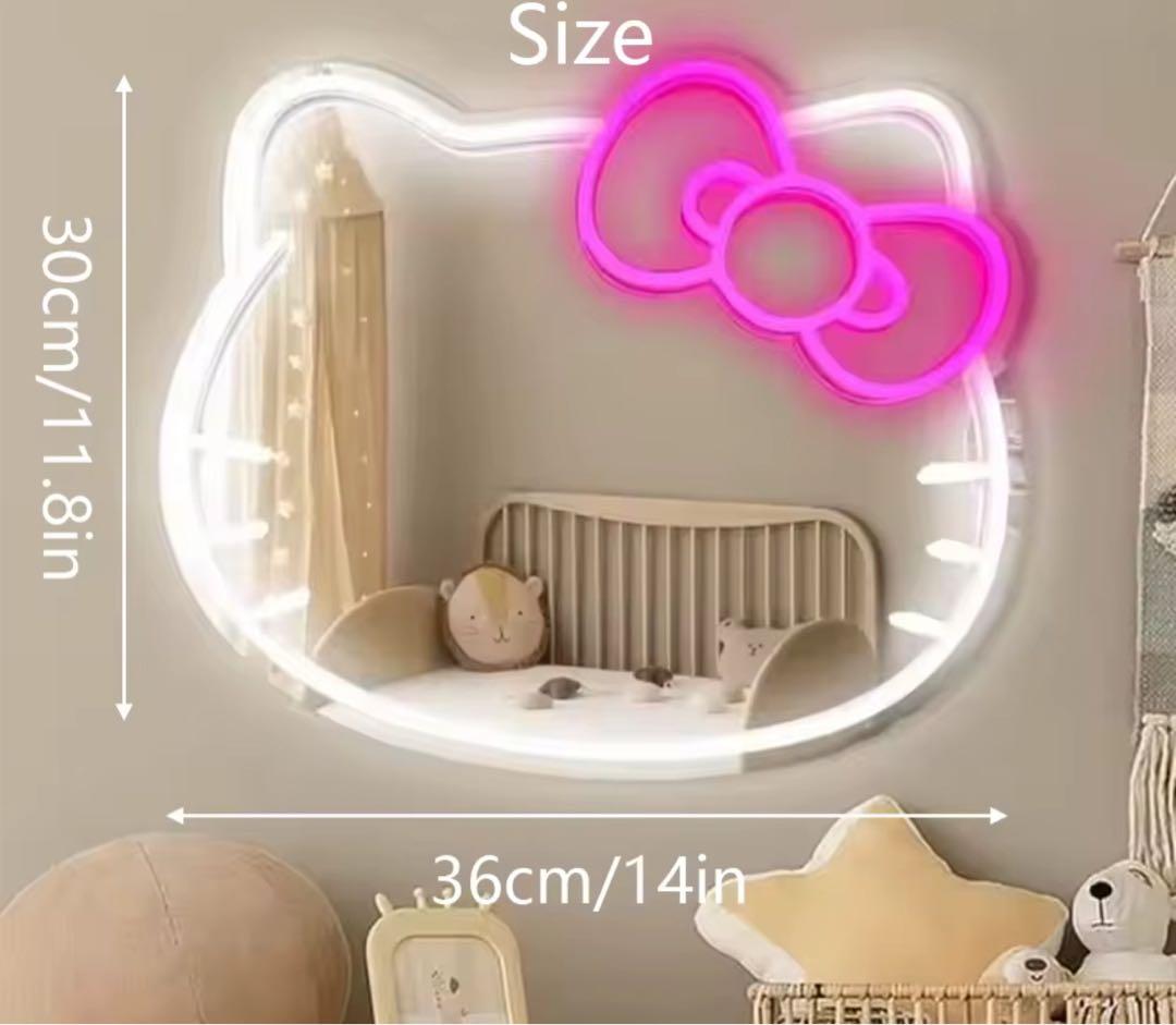 ハローキティ ネオン壁掛けミラー - メルカリ