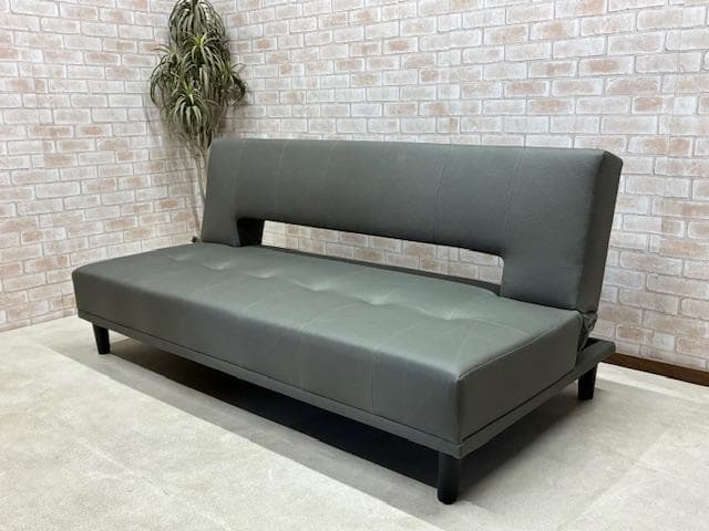 ソファーベッド ソファ レザーファブリック ダークグレー モダン 未