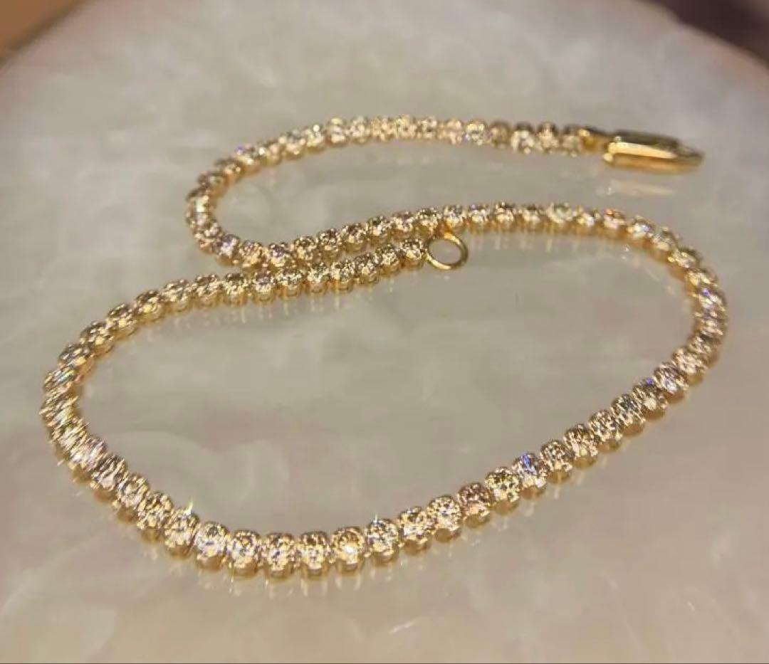 【新品未使用】K18 天然ダイヤモンド　テニスブレス　2.0ct