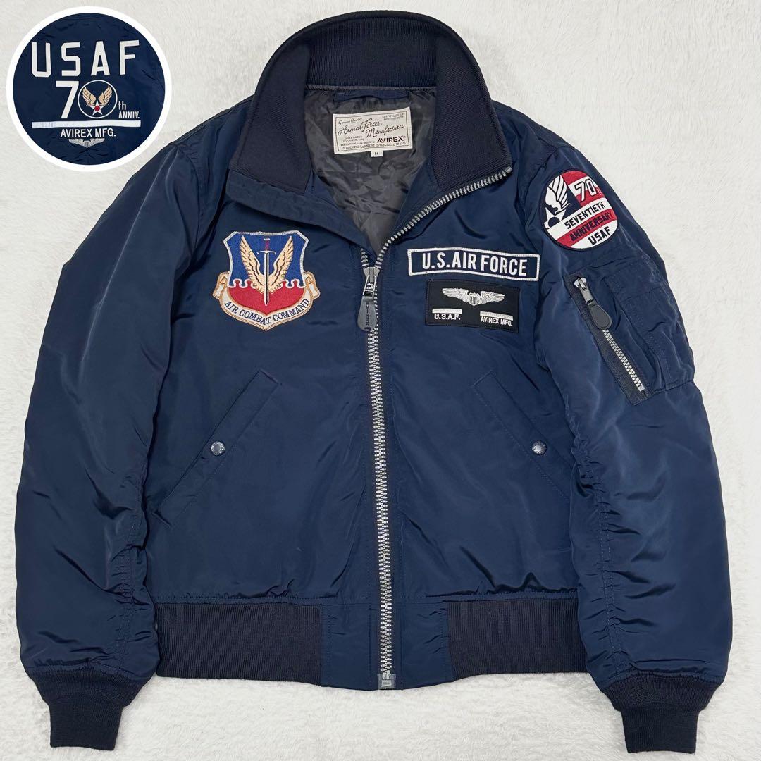 美品✨アヴィレックス USAF 70周年記念 MA-1 ネイビー ジャケット M