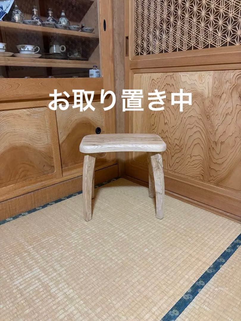 1375建具屋58年のおじいさんの手作り木製サイドテーブル、イス