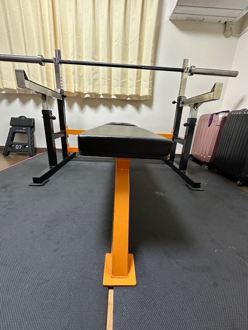 《引取》モリヤ製ベンチプレス台　 バーベル（オリシャ）・プレート・プレートラック