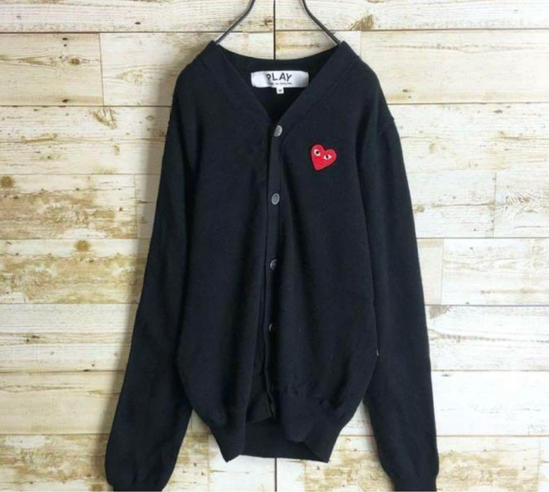 PLAY comme des garçonカーディガン 黒 ハート刺繍