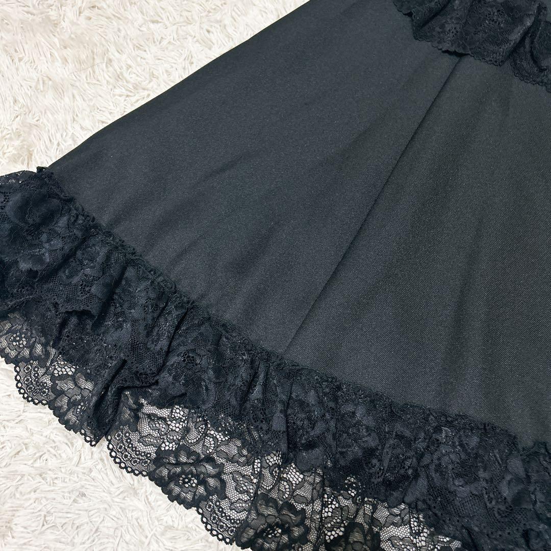 人気】アクシーズファム リボン付き レースフリルコート ブラック