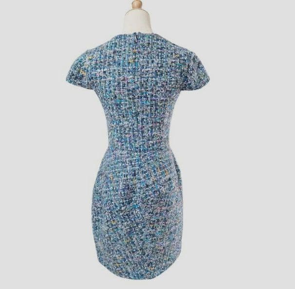 ヨーコチャン ツイードバルーンドレス ブルー系 サイズ38 結婚式 入学式