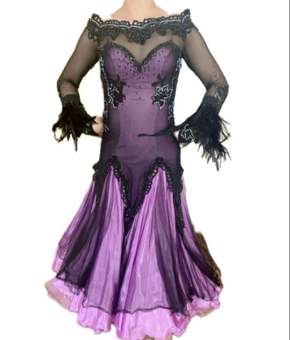 【トップブランド高級ドレス】クリスアンクローバー社交ダンスドレス《紫×黒》