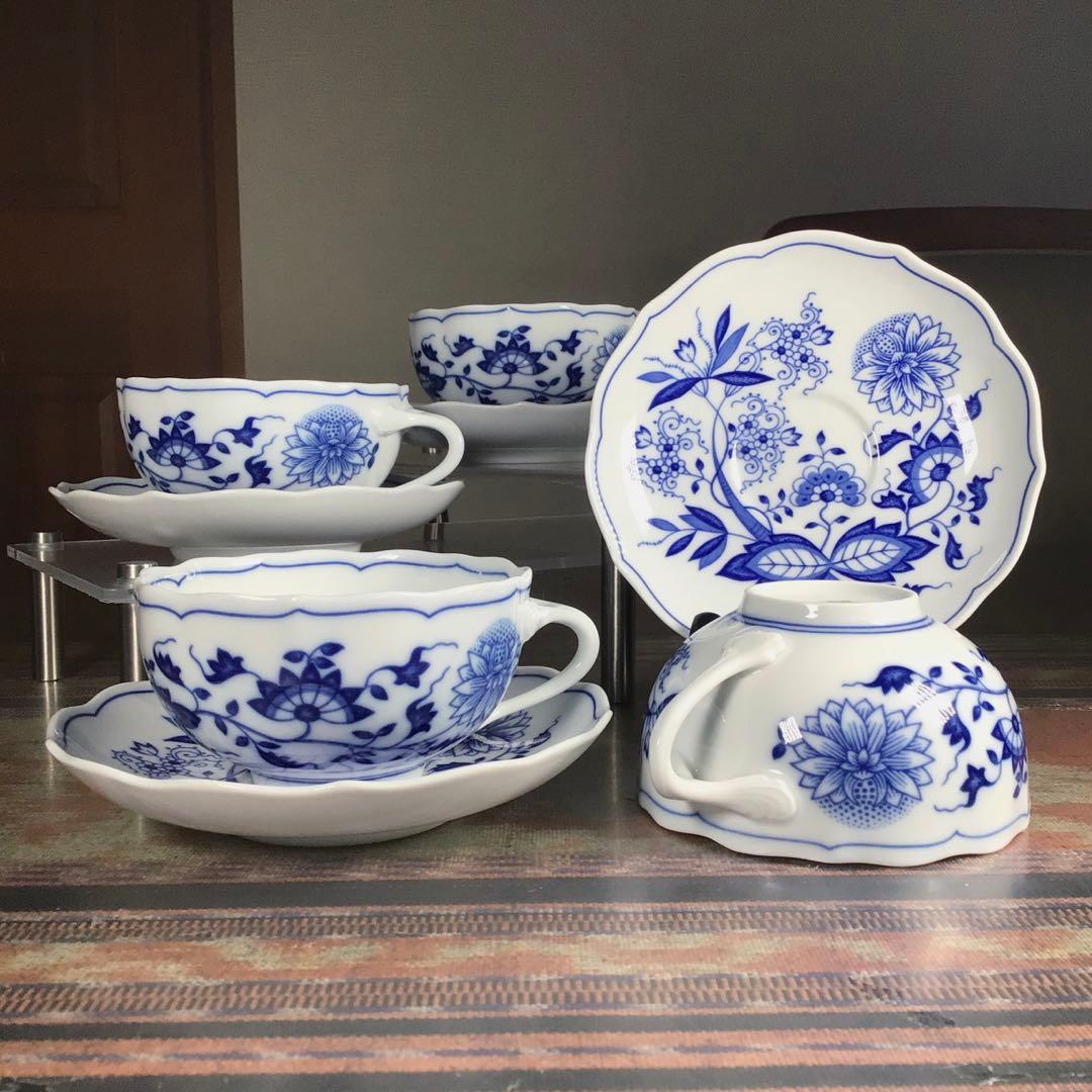 フッチェンロイター × マイセン 『ブルーオニオン』 カップ&ソーサー 4