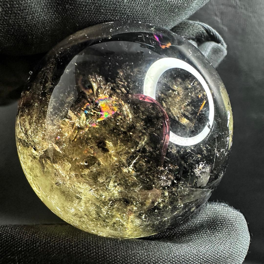 開運 魔除】絶品❗️レインボー煙水晶スモーキーシトリン丸玉