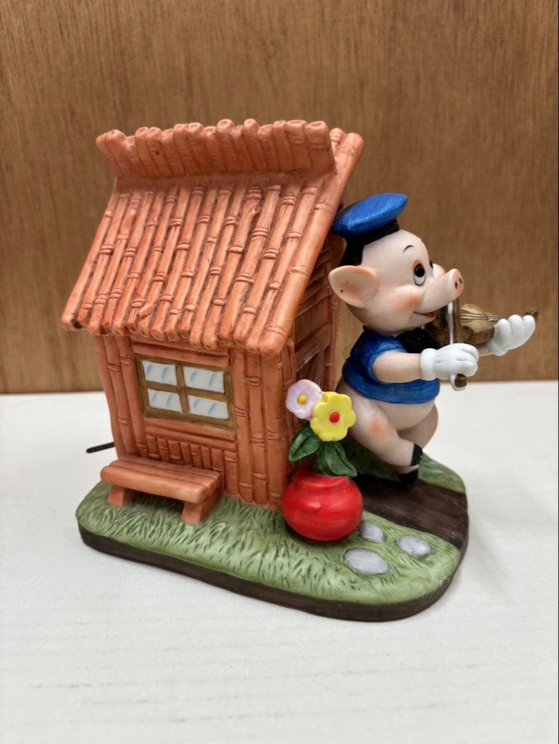 レトロ☆ 三匹の子ぶた 陶器 オルゴール ディズニー 三匹の子豚 の