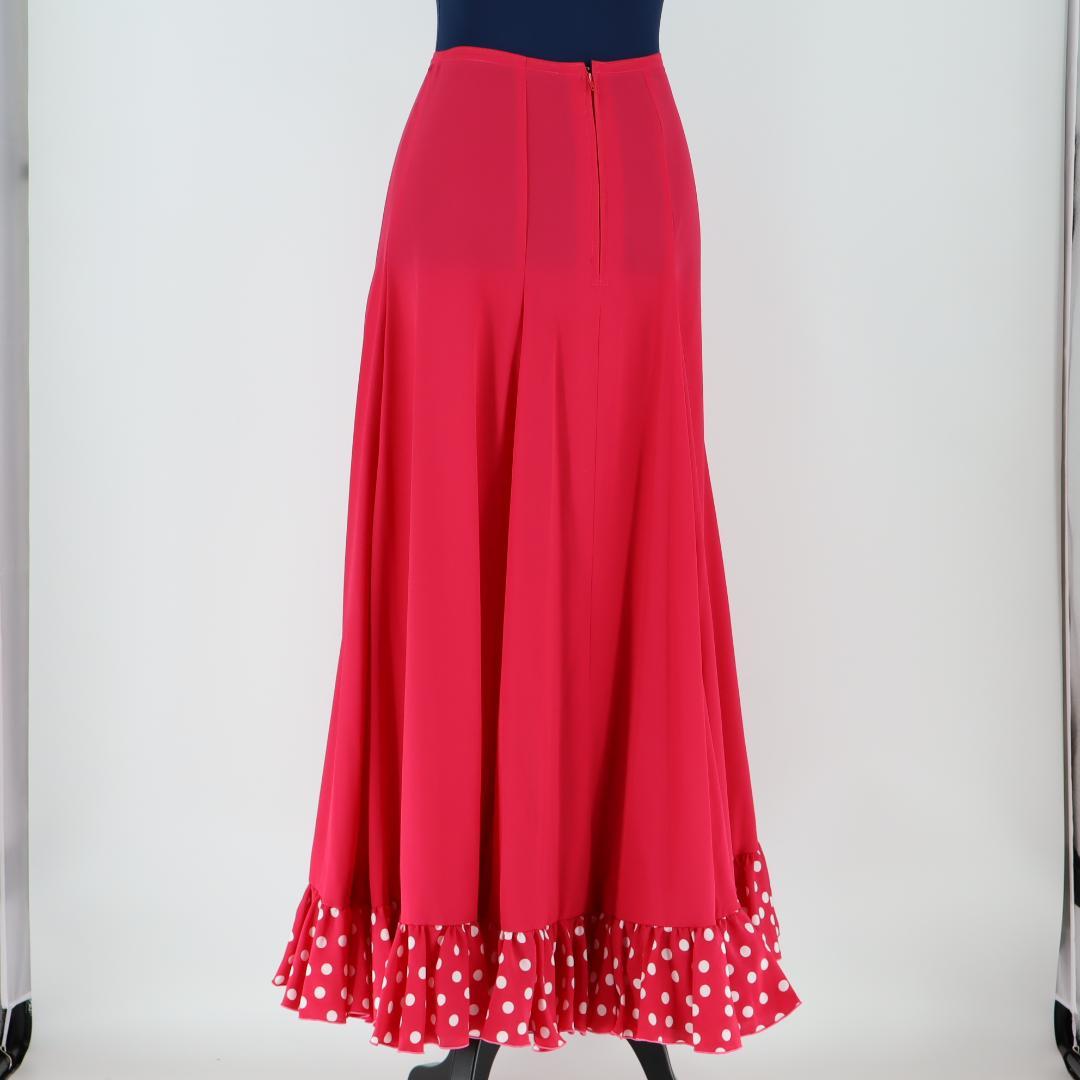 美品 フラメンコ衣装】鮮やかピンク×水玉 ファルダ 大きく広がる裾