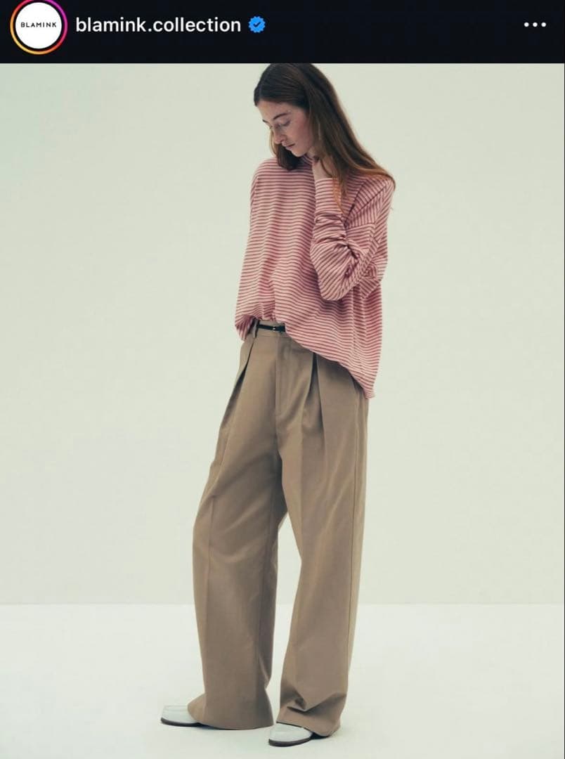 blaminkブラミンクthe rowチノパン 34今期　ブラミンク BLAMINK(ブラミンク)｜バックギャザーストレートパンツ/ベージュ の