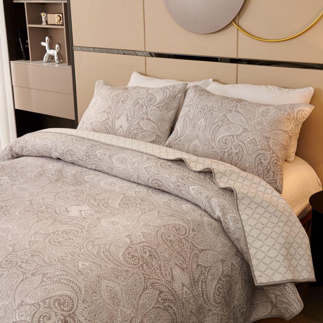 キルトベッドカバー3点セット綿マルチカバー キルティング PSLH01