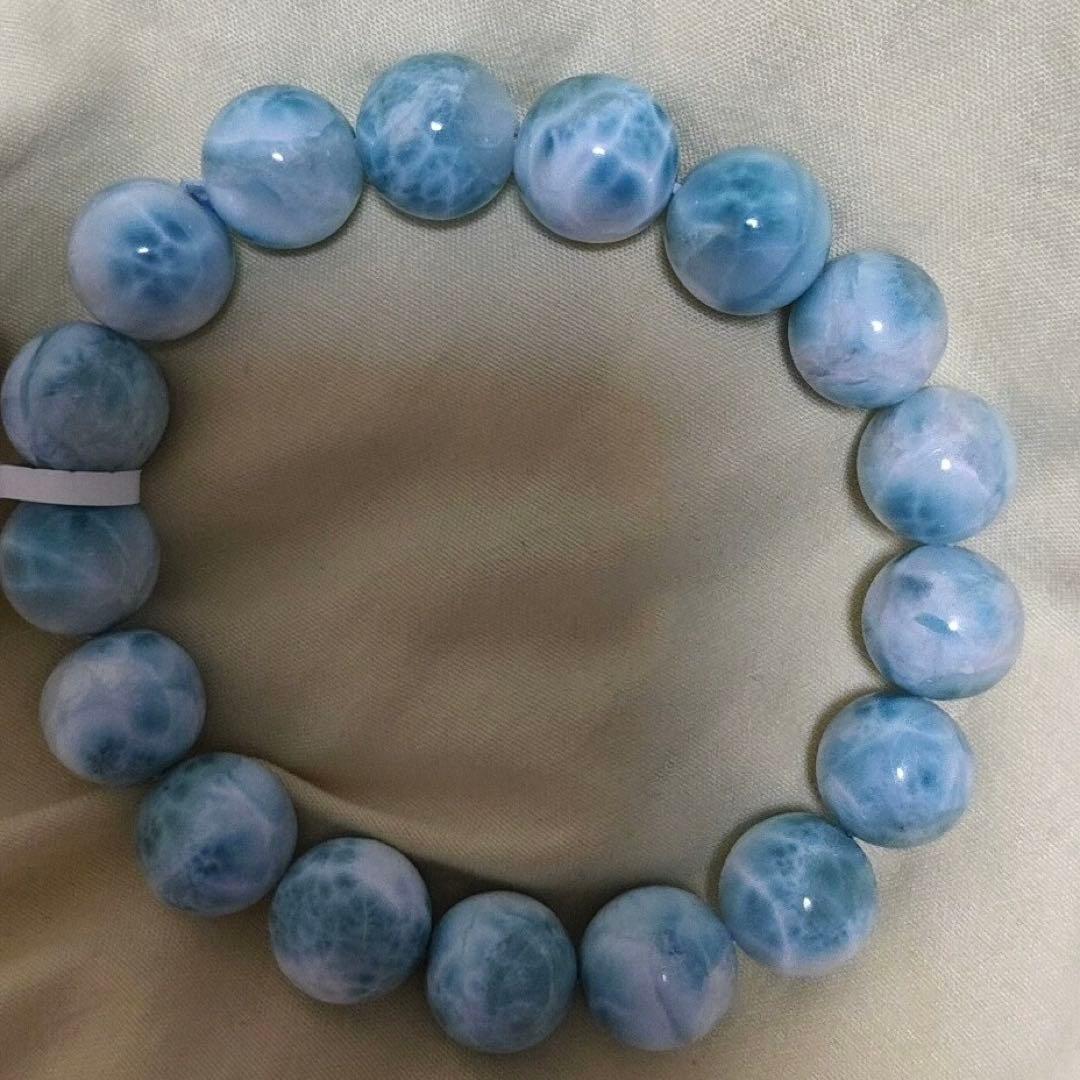 高品質 天然ラリマー ブレスレット 12.5mm