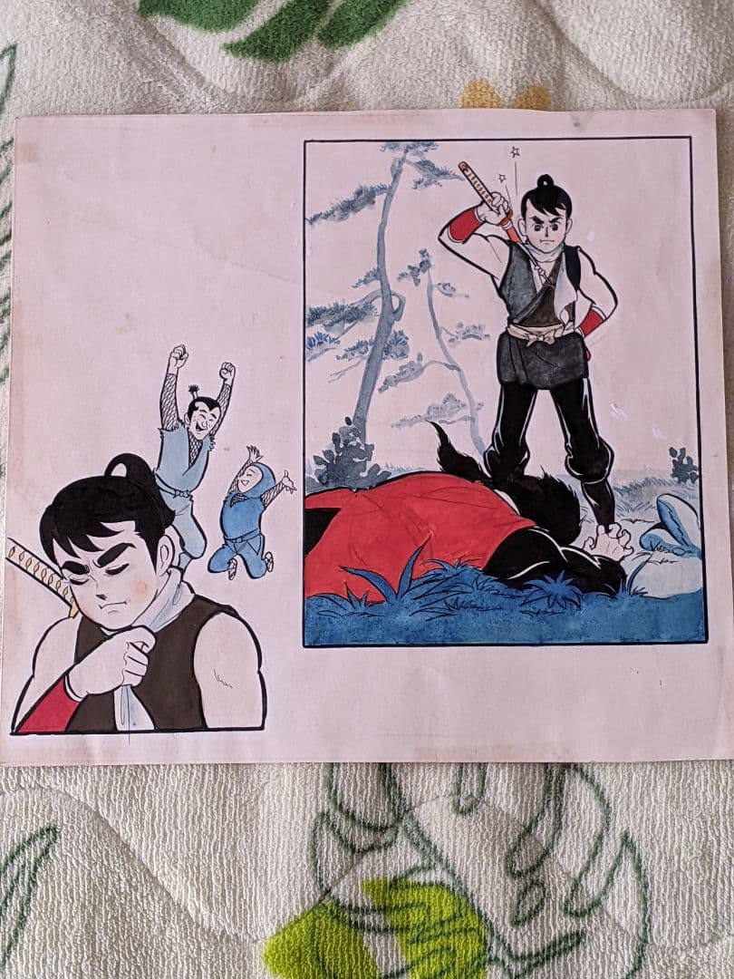 望月三起也 直筆カラー原稿（原画）「 戦国忍法帖 」まんだらけ保証書 久留見幸守 直筆原稿 「戦国忍法帳」