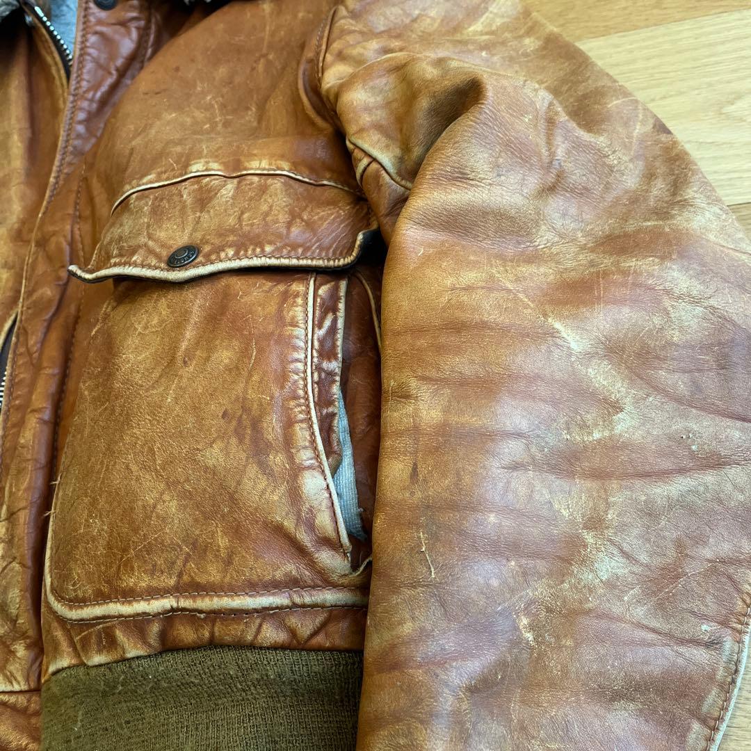 レザー ファー付きブラウンジャケット ショット schott A2